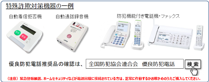 特殊詐欺対策機器の一例