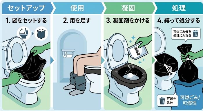 携帯トイレ使用手順