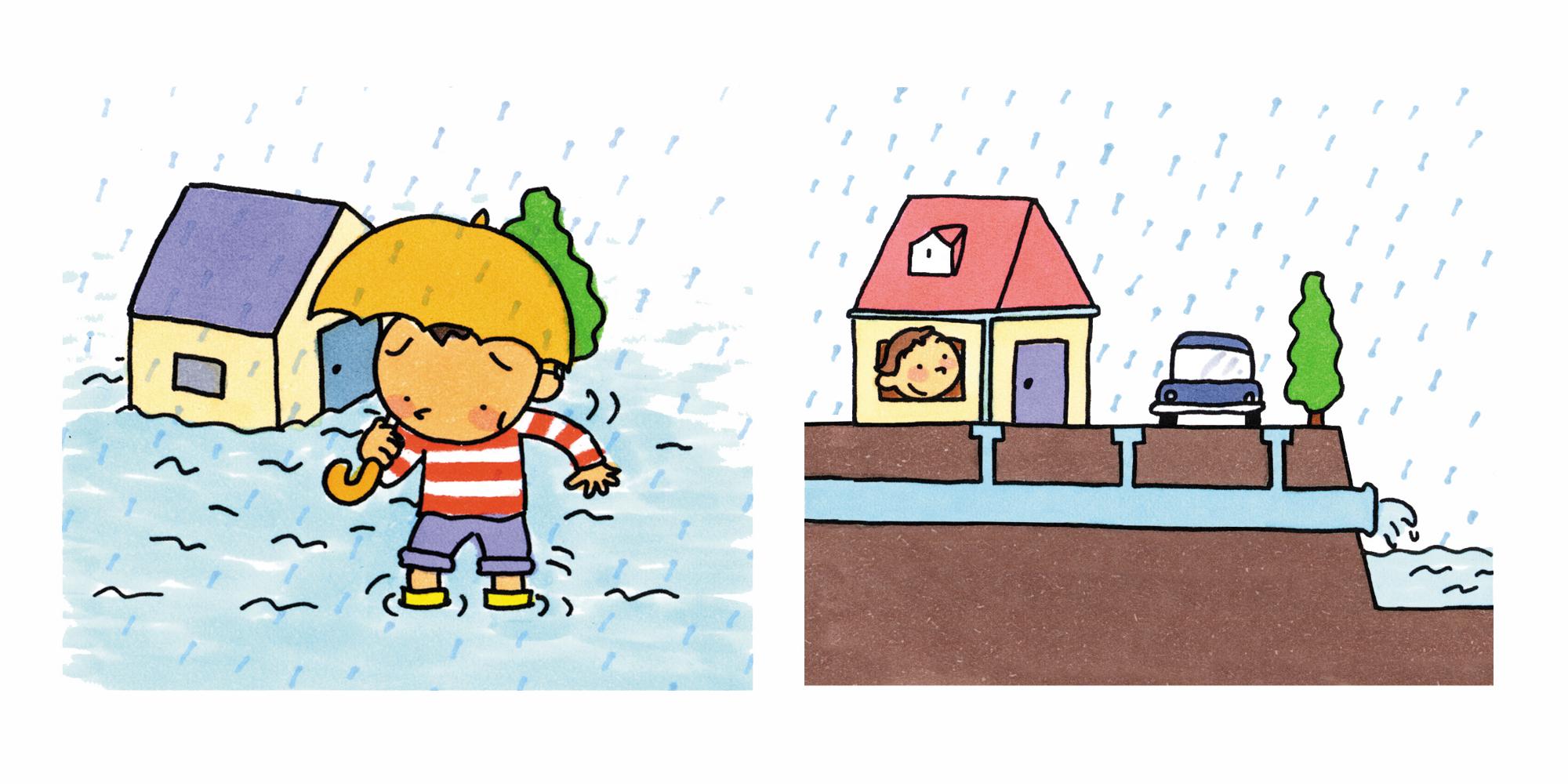 雨水の排水を図示したイラストです。
