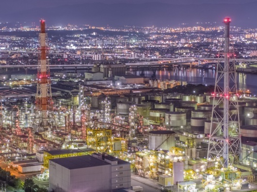高石工場夜景ドローン画像