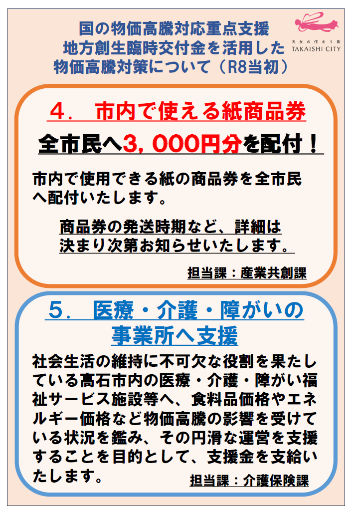 国の物価高騰対応重点支援地方創生臨時交付金を活用した物価高騰対策（R8当初）