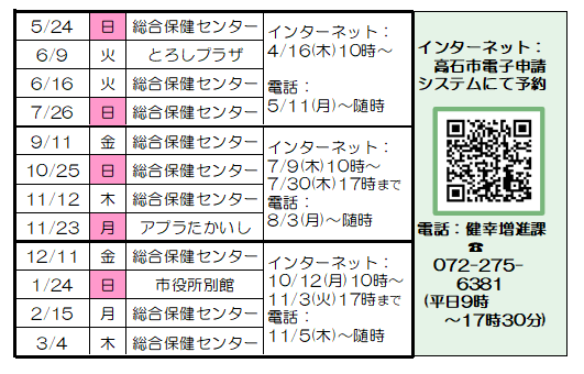 予約方法スケジュール