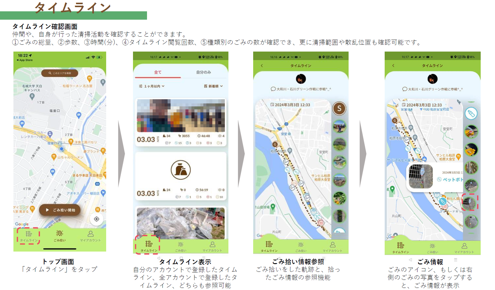 ごみゼロアプリタイムライン